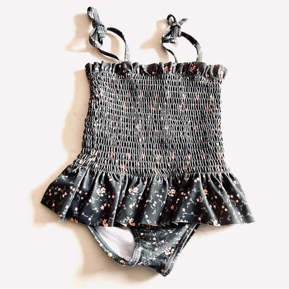 Rylee + Cru Girls Smocked Floral Swimsuit - 12-18 Months - Picture 3 of 9